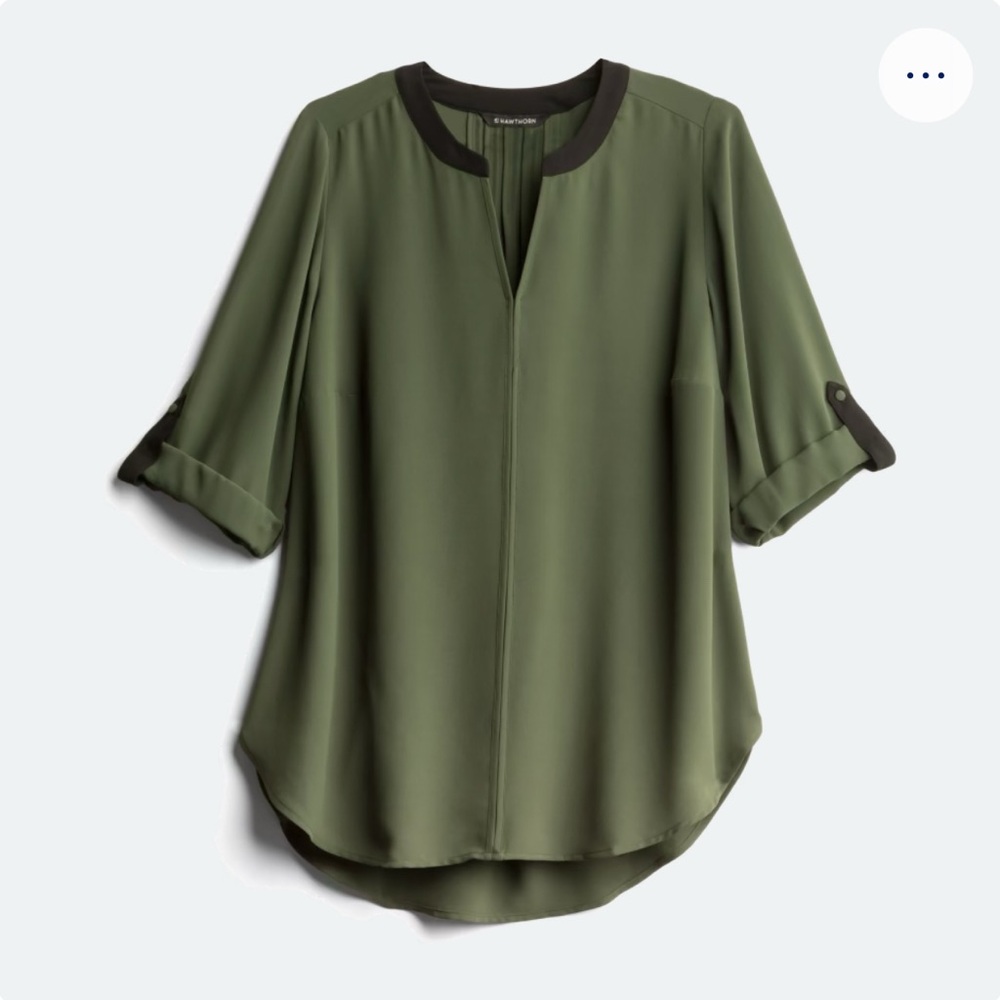 41 Hawthorn Olive Green Blouse with Black Trim